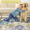 Mandala Machine Washable Area Rug - Non-Slip & Safe Floor Rug - Stain Resistant Bedroom Rug - Comfortable Polyester Material Colorful Rug - Durable Modern Rug for Living Room - Living Room Rugs