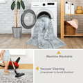 Mandala Machine Washable Area Rug - Non-Slip & Safe Floor Rug - Stain Resistant Bedroom Rug - Comfortable Polyester Material Grey Rug - Durable Modern Rug for Living Room - Living Room Rugs