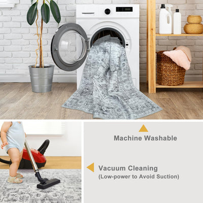 Mandala Machine Washable Area Rug - Non-Slip & Safe Floor Rug - Stain Resistant Bedroom Rug - Comfortable Polyester Material Grey Rug - Durable Modern Rug for Living Room - Living Room Rugs