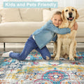 Mandala Machine Washable Area Rug - Non-Slip & Safe Floor Rug - Stain Resistant Bedroom Rug - Comfortable Polyester Material Colorful Rug - Durable Modern Rug for Living Room - Living Room Rugs