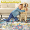 Mandala Machine Washable Area Rug - Non-Slip & Safe Floor Rug - Stain Resistant Bedroom Rug - Comfortable Polyester Material Colorful Rug - Durable Modern Rug for Living Room - Living Room Rugs