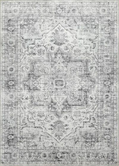 Mandala Machine Washable Area Rug - Non-Slip & Safe Floor Rug - Stain Resistant Bedroom Rug - Comfortable Polyester Material Grey Rug - Durable Modern Rug for Living Room - Living Room Rugs